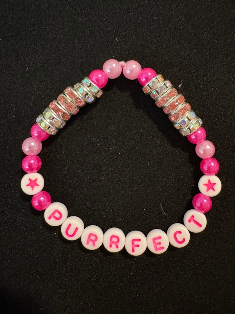Handmade “Purrfection” Stretch Bracelet – Pink Cat Lover Bracelet